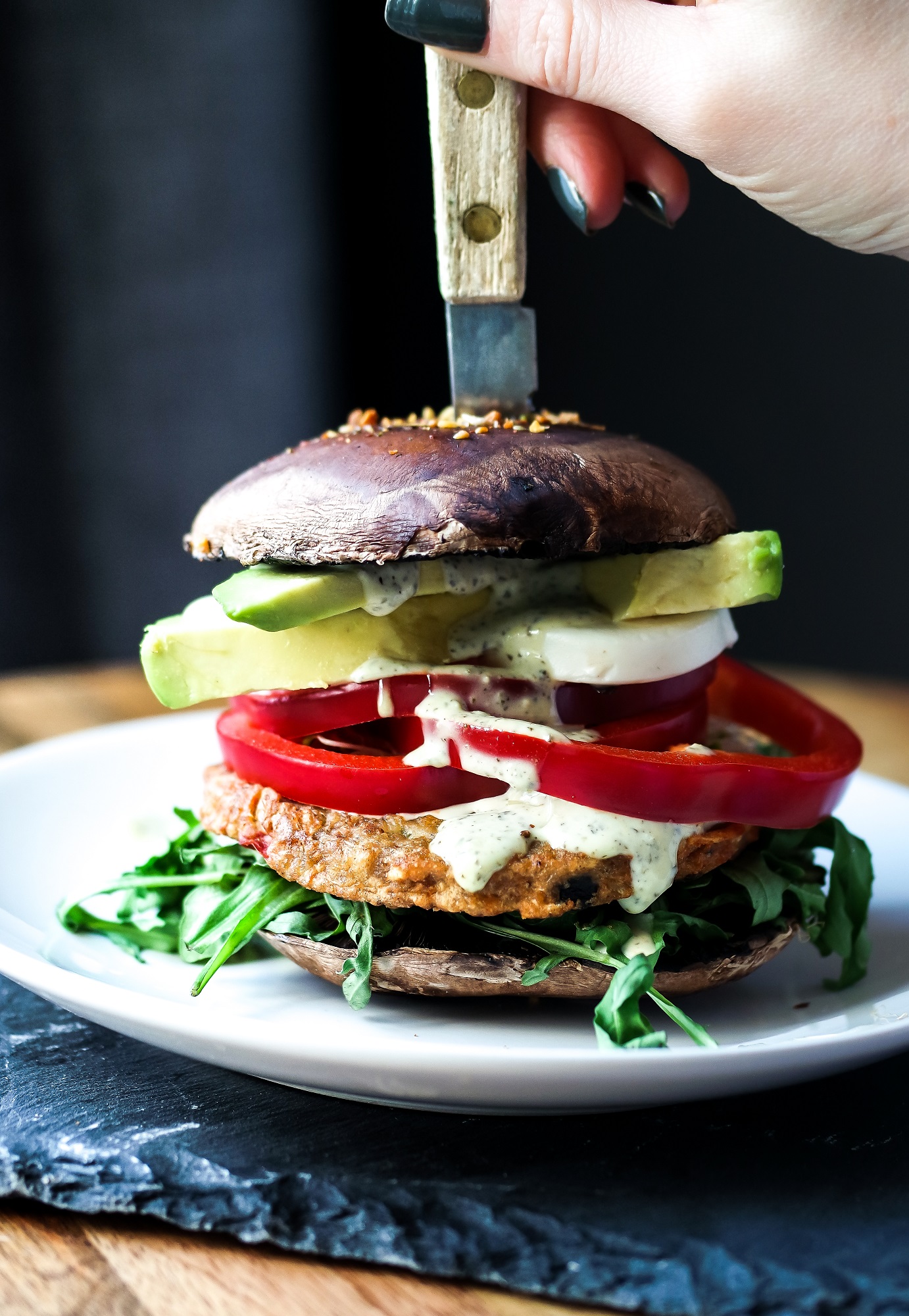 Portabella Mushroom Caps as Burger Buns!-3