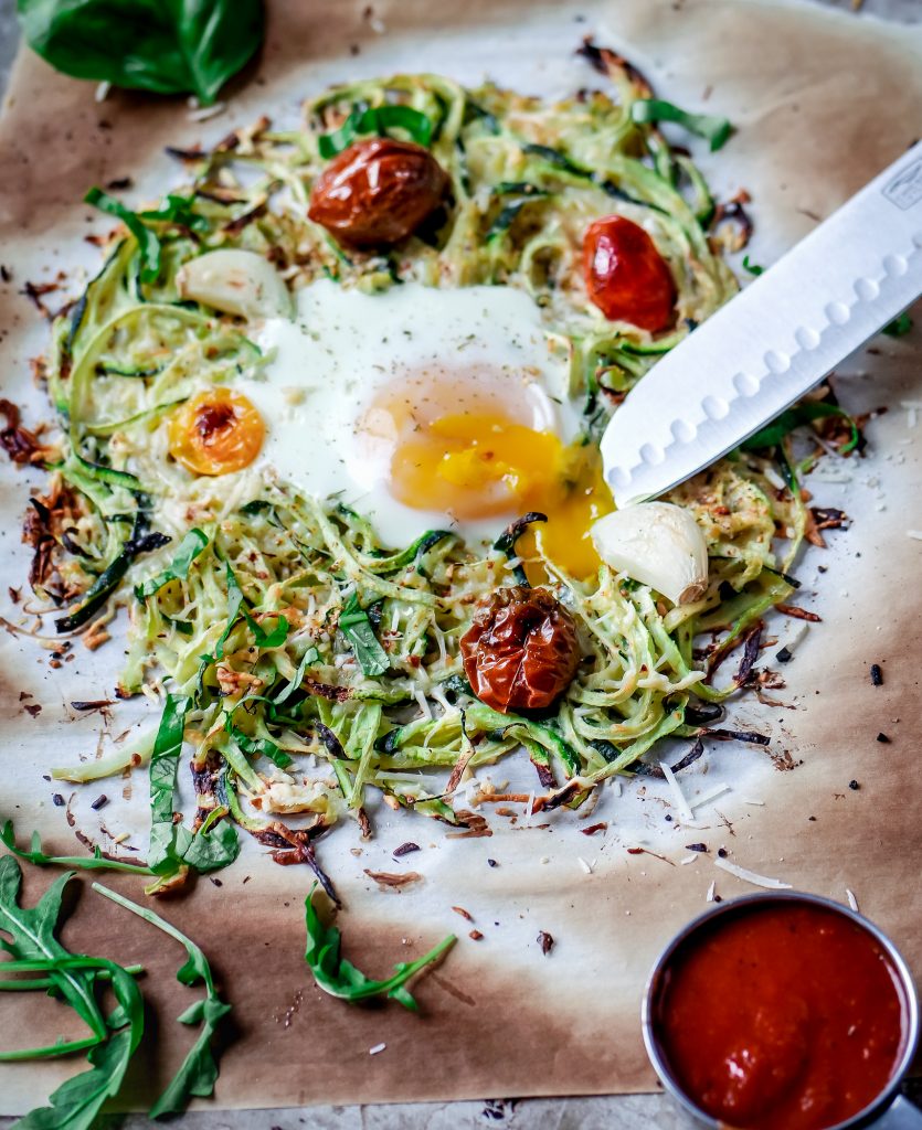 Zucchini Just Got Eggcellent: Zoodle Hash Brown Pizza & Fried Egg ...