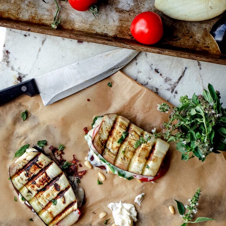 Caprese Eggplant Panini with Lemon Basil Aioli