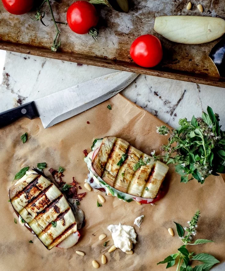 Caprese Eggplant Panini with Lemon Basil Aioli