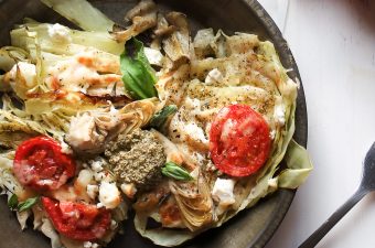 Keto Mediterranean Roasted Cabbage Steaks with Pesto