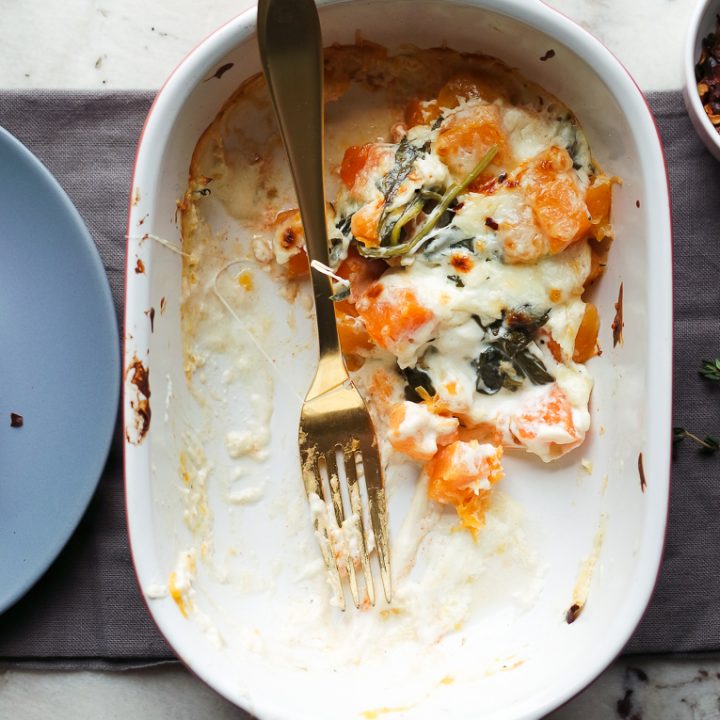 Creamy Spinach and Butternut Squash Casserole