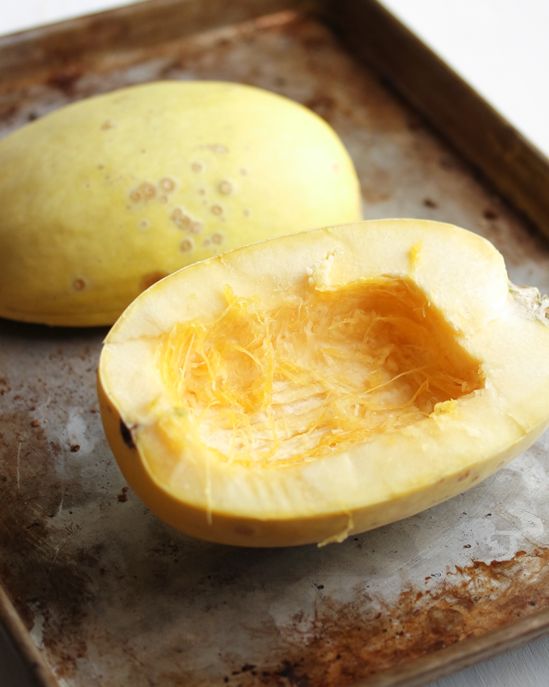 Simple Spaghetti Squash with Basil Pesto - Inspector Gorgeous