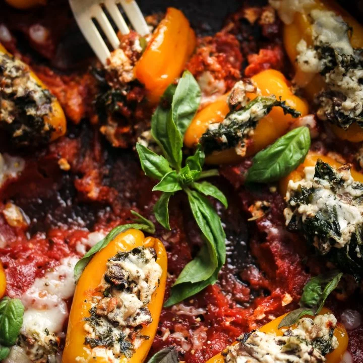 Creamy Kale and Pesto Stuffed Peppers