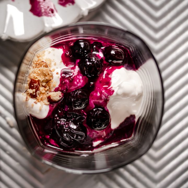 Lushy Whipped Mascarpone with Bourbon Blueberry Sauce {Low Carb, GF}