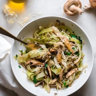 Easy Cabbage Noodles with Sauteed Mushrooms