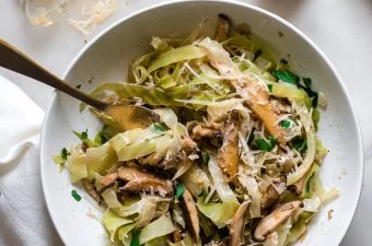 Easy Cabbage Noodles with Sauteed Mushrooms