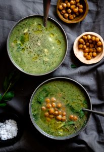 Green Goddess Soup with Salt and Pepper Chickpeas