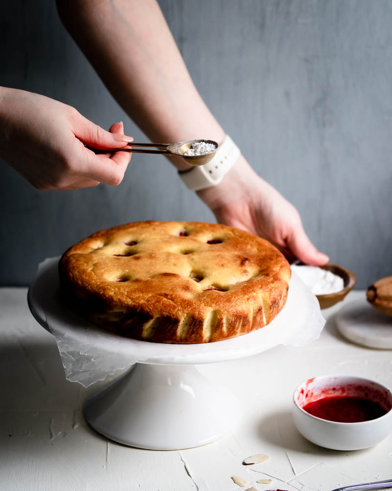 Low Carb Raspberry Almond Ricotta Cake