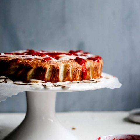 Low Carb Raspberry Almond Ricotta Cake