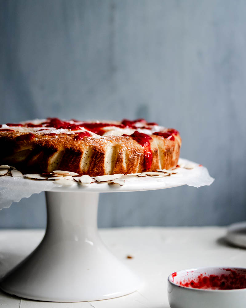 Low Carb Raspberry Almond Ricotta Cake