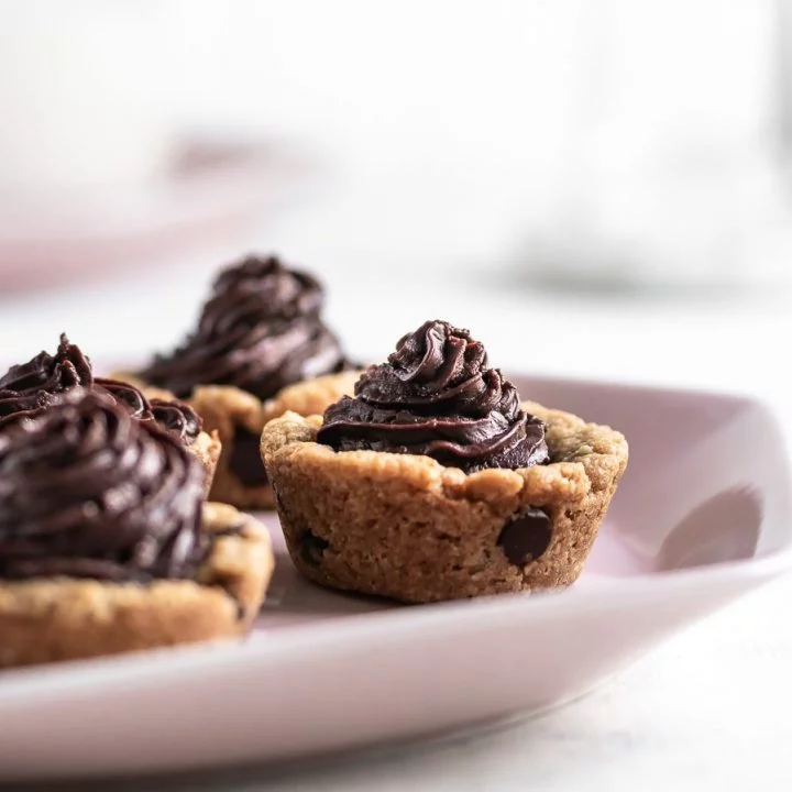Keto Chocolate Chip Cookie Cups with Ganache