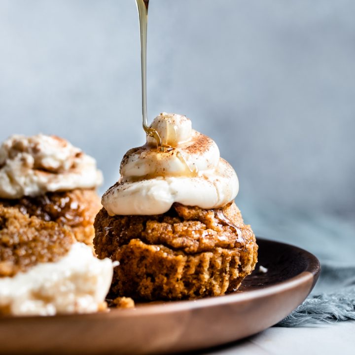 syrup drizzled on muffin