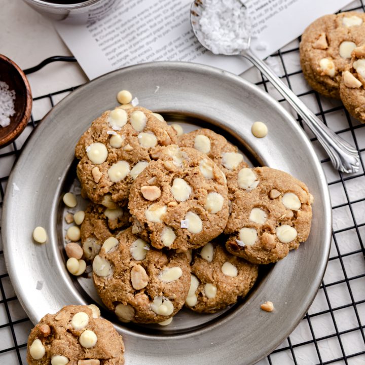 White Chocolate Macadamia Peanut Butter Cookies! Gluten Free & Keto