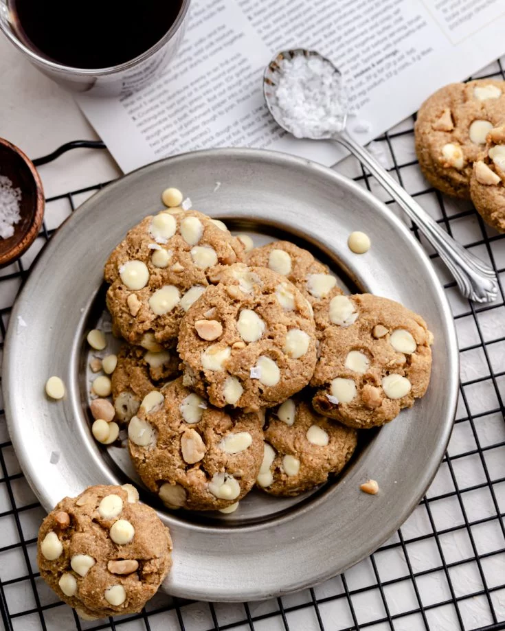 White Chocolate Macadamia Peanut Butter Cookies! Gluten Free & Keto