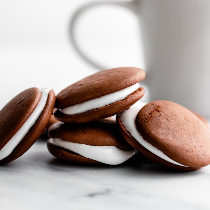 Three Ingredient (KETO!) Chocolate Cloud Cookies with Marshmallow Cream Filling